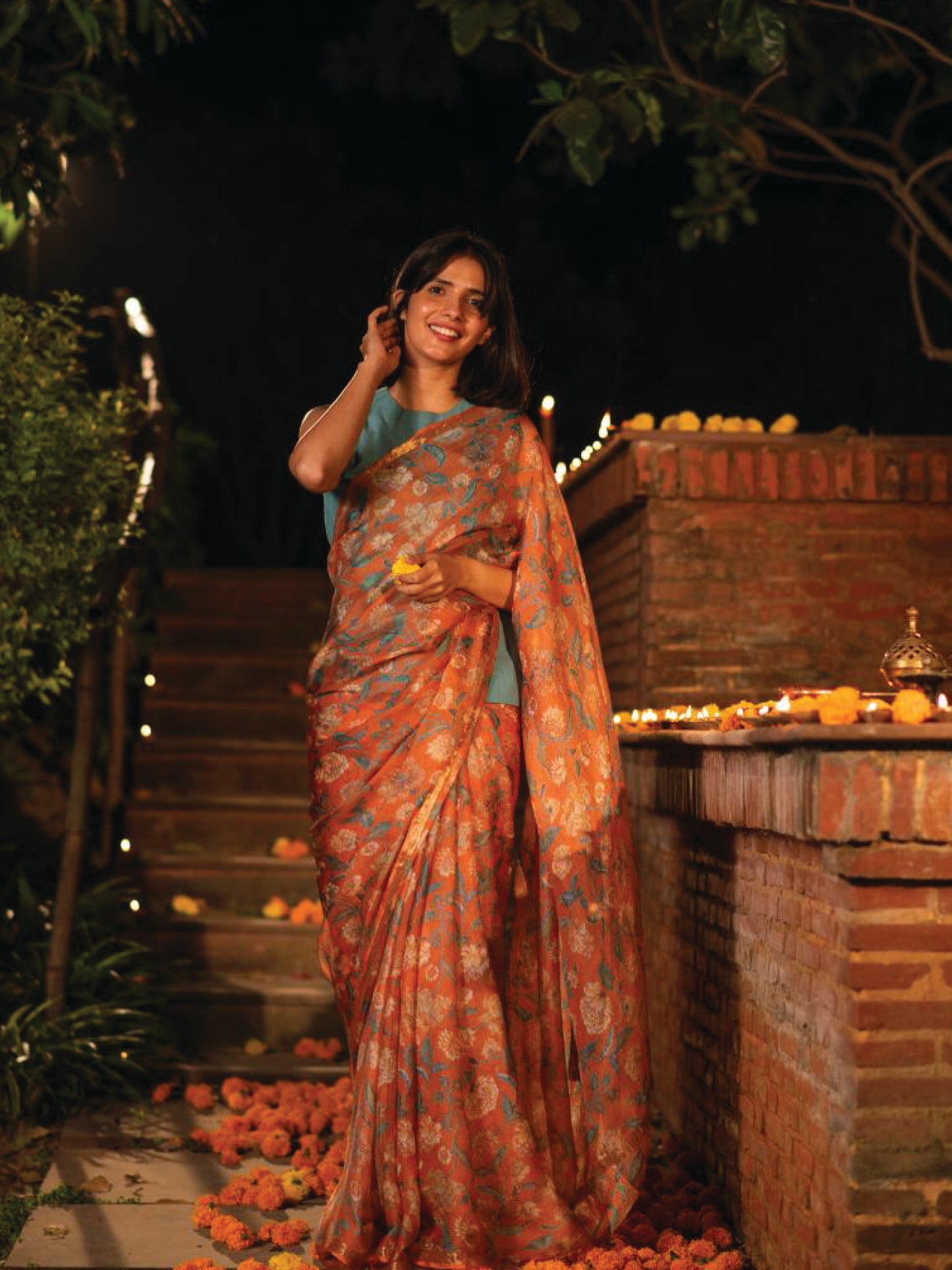 Kota Silk Saree : Florentine Rust