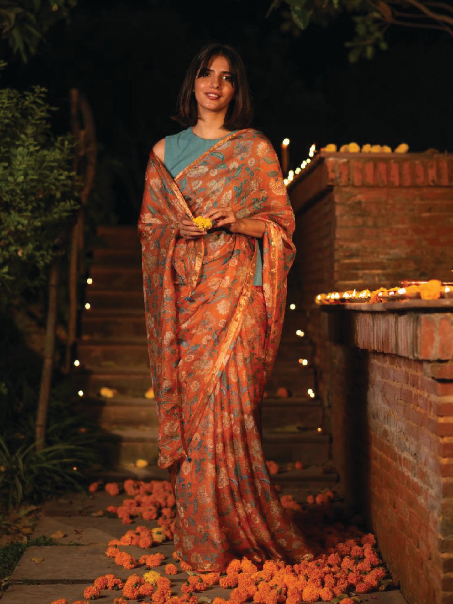 Kota Silk Saree : Florentine Rust