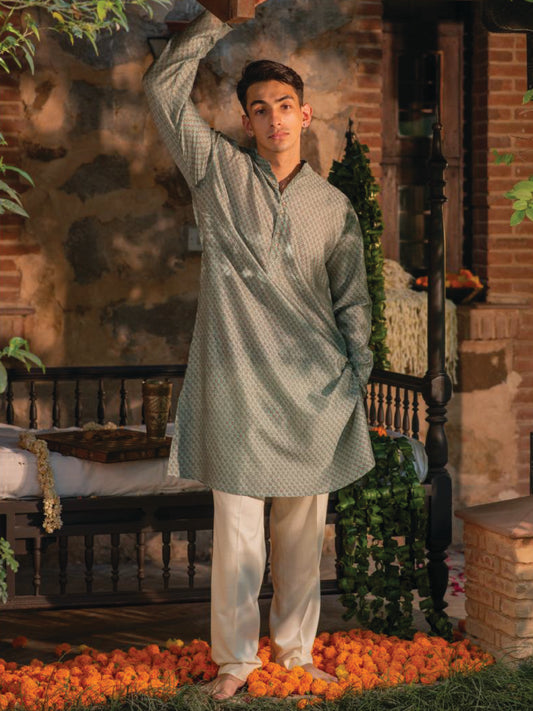 Men's Long Kurta : Dhania Teal