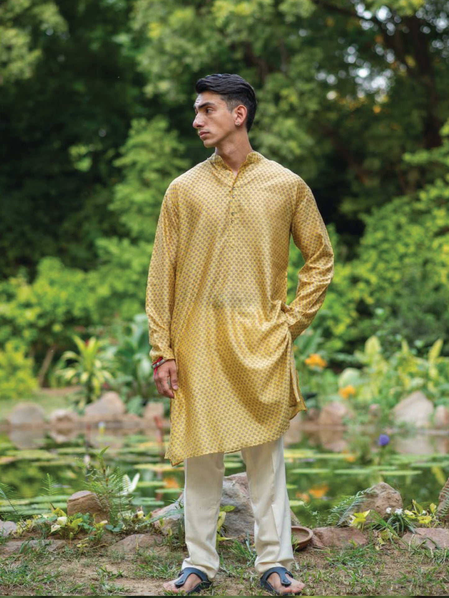 Men's Long Kurta : Dhania Yellow