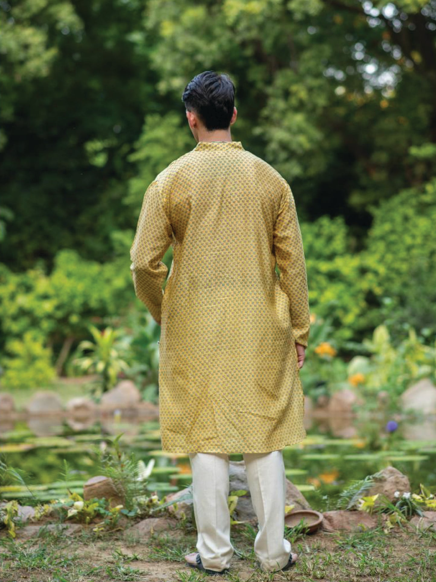 Men's Long Kurta : Dhania Yellow