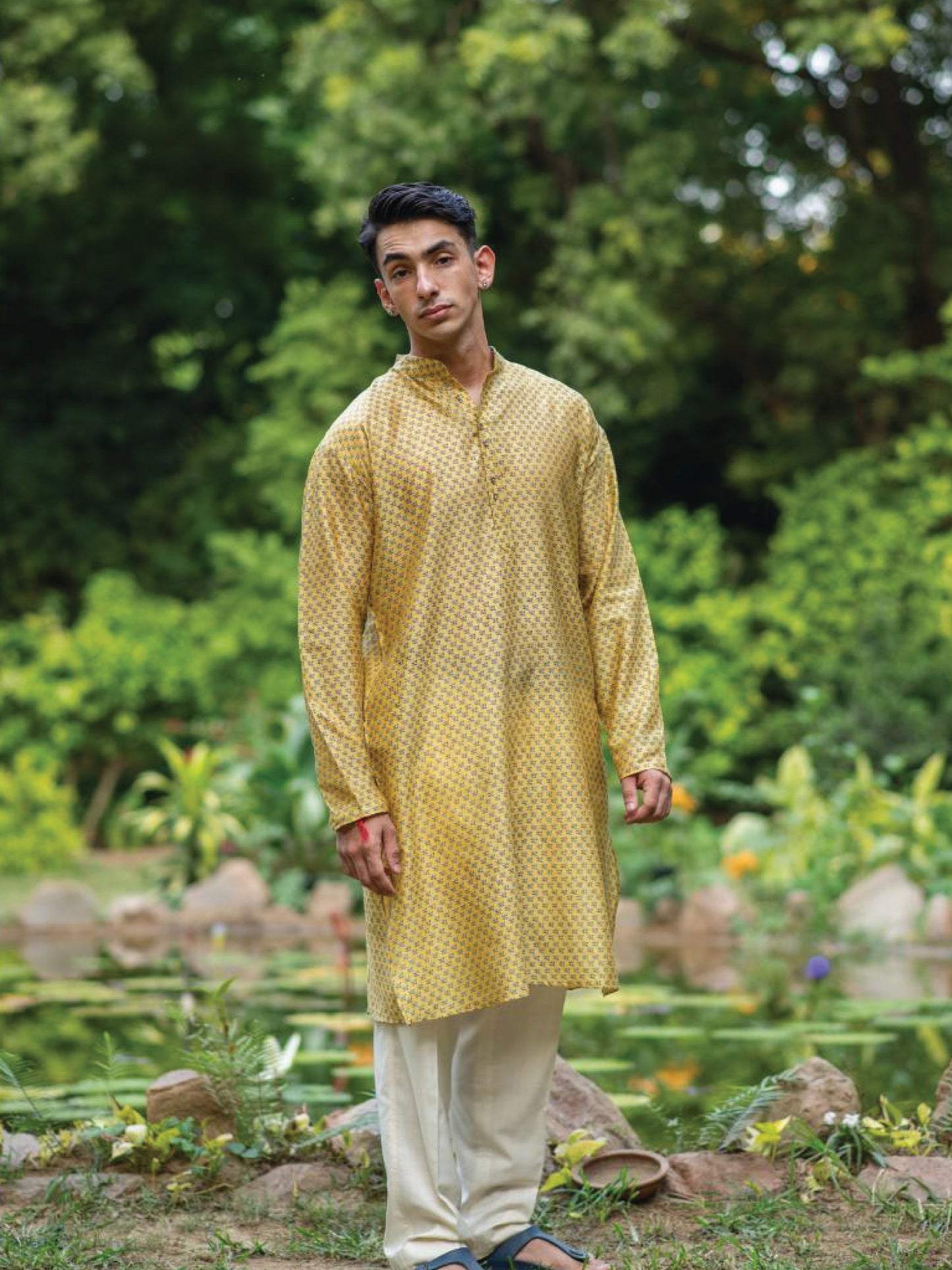 Men's Long Kurta : Dhania Yellow