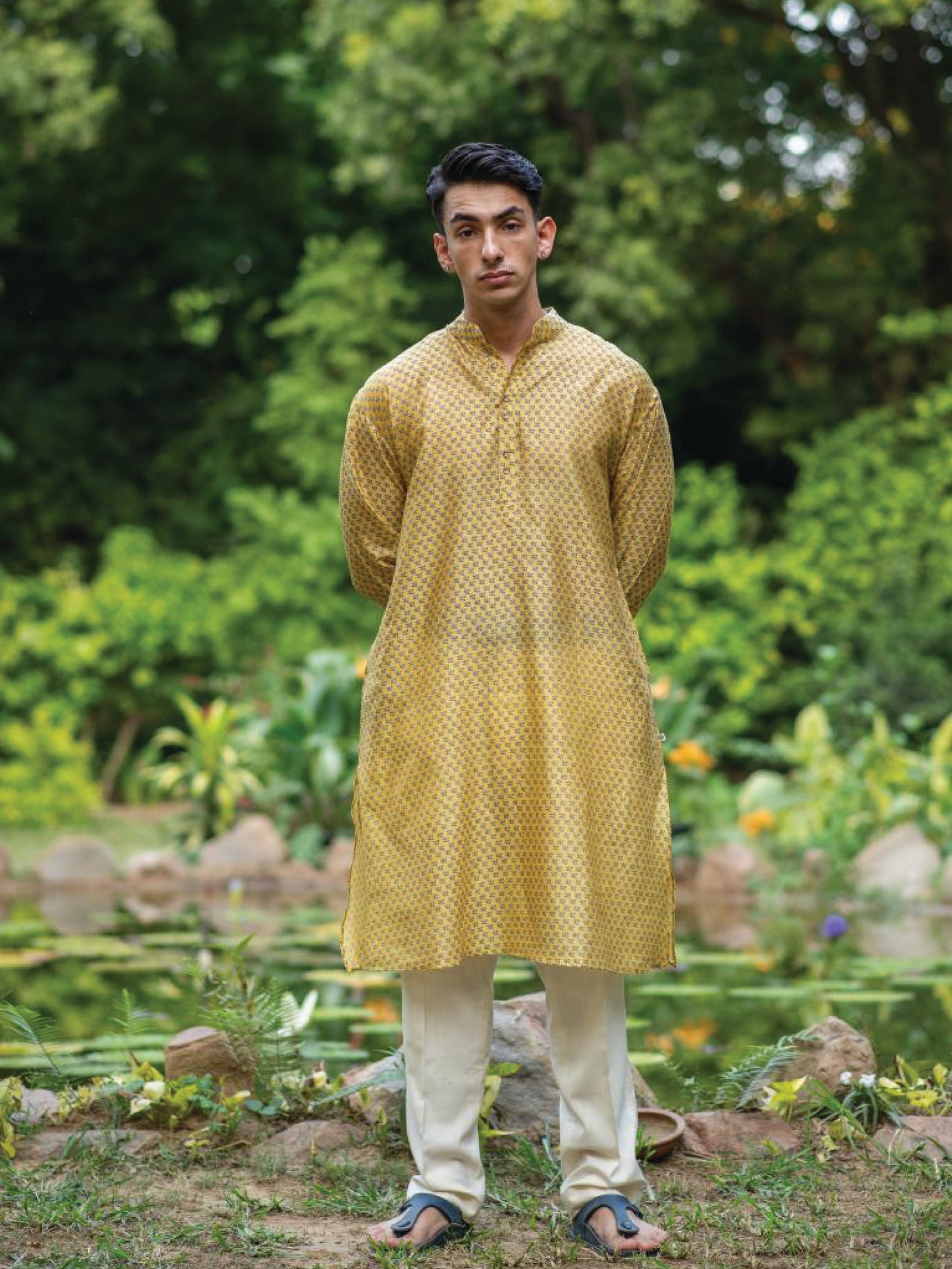 Men's Long Kurta : Dhania Yellow