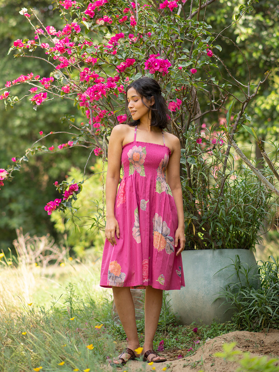 Rusched Dress : Madrid Pink