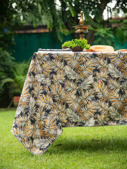 Textured Table Cloth : Frond Black